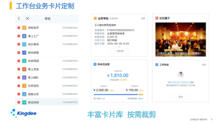 金蝶云星空是金蝶集團(tuán)面向中小型企業(yè)的一個核心產(chǎn)品。作為核心應(yīng)用的移動應(yīng)用,我們提供了基于云之家、企業(yè)微信、WeLink、釘釘、小程序等平臺的全面的移動應(yīng)用套件,可以覆蓋企業(yè)移動化辦公。真正做到高效敏捷,全面移動化的要求。